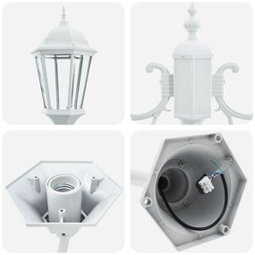 vidaXL Φωτιστικό Κήπου Πόλου 2-Lamp E27 Λευκό 220 εκ Αλουμίνιο