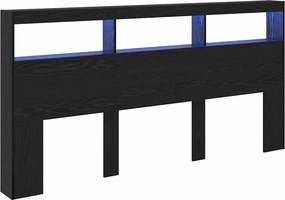 vidaXL Κεφαλάρι Μαύρη Οξυά 200 x 17 x 102 cm Επεξεργασμένο ξύλο
