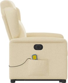 vidaXL Πολυθρόνα Μασάζ Ηλεκ. Ανακλινόμενη με Ανύψωση Κρεμ Υφασμάτινη