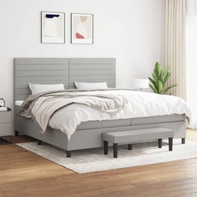 vidaXL Κρεβάτι Boxspring με Στρώμα Ανοιχτό Γκρι 200x200 εκ. Υφασμάτινο