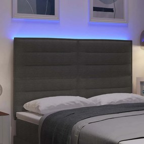 vidaXL LED κεφαλάρι Ανοιχτό γκρι Υφασμάτινο Κορντουρά