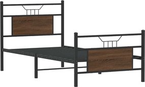 vidaXL Πλαίσιο Κρεβ. Χωρ. Στρώμα Καφέ Δρυς 90x200 εκ. Επεξ. Ξύλο