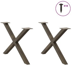 vidaXL Πόδια Τραπεζιού Σαλονιού σε Σχήμα Χ, 2 τεμ. από Φυσικό Ατσάλι 70x(42-43) εκ. Ατσάλι