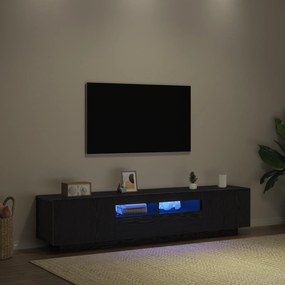 vidaXL Τηλεοπτική ντουλάπα με LED φωτισμό σε Μαύρη Βελανιδιά 180x35x40 εκ από επεξεργασμένο ξύλο