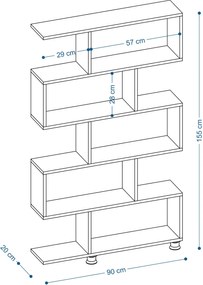 Βιβλιοθήκη Καρυδιά NILUFER 90x20x156