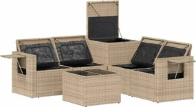 vidaXL Σετ Καναπέ 6 τμχ. Μπέζ και Ανοιχτό Γκρι Πολυ-ρακί και Χάλυβας