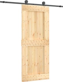 vidaXL Συρόμενη Πόρτα Φυσικό και Μαύρο 85 x 210 cm