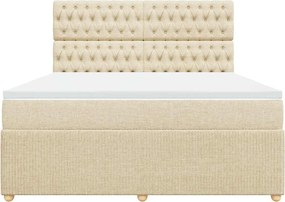 vidaXL Κρεβάτι Boxspring με Στρώμα Κρεμ 180x200 εκ. Υφασμάτινο