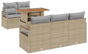 vidaXL Σετ Καναπέ Κήπου με αποθήκευση 6 pcs Μπεζ Πολυ ράταν