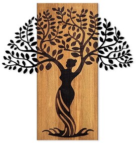 Διακοσμητικό Τοίχου Woman Tree 899SKL2410 54x58cm Walnut-Black Wallity Μέταλλο,Ξύλο