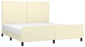 vidaXL Πλαίσιο Κρεβατιού με Κεφαλάρι Κρεμ 160x200 εκ. Συνθετικό Δέρμα