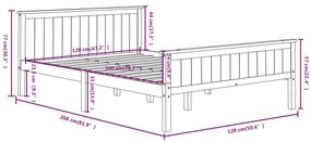 vidaXL Πλαίσιο Κρεβατιού Σκούρο Καφέ 120 x 200 εκ. Μασίφ Ξύλο Πεύκου