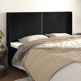 Κεφαλάρι με Πτερύγια Μαύρο 183x16x118/128 εκ. Βελούδινο - Μαύρο