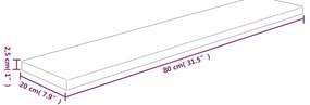 vidaXL Ράφι 80x20x2,5 εκ. από Ακατέργαστο Μασίφ Ξύλο Δρυός