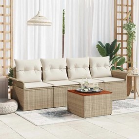 vidaXL Σετ Καναπέ Κήπου με μαξιλάρι 5 pcs Μπεζ, Κρέμα 55 x 55 x 37 εκ