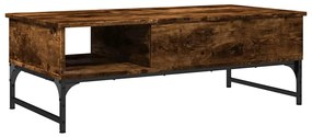 vidaXL Τραπεζάκι Σαλονιού Καπνιστή Δρυς 100x50x35 εκ. Επ. Ξύλο/Μέταλλο