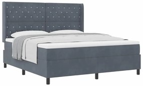 vidaXL Κρεβάτι με ελατήρια Σκούρο γκρι 180 x 200 cm Βελούδο