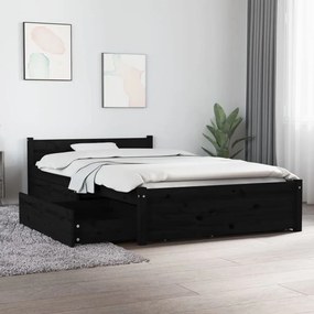 Πλαίσιο Κρεβατιού με Συρτάρια Μαύρο 90 x 200 εκ. - Μαύρο