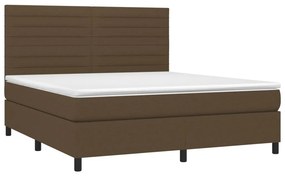 vidaXL Κρεβάτι Boxspring με Στρώμα &amp; LED Σκ.Καφέ 180x200εκ. Υφασμάτινο