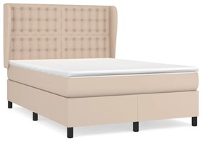 vidaXL Κρεβάτι Boxspring με Στρώμα Καπουτσίνο 140x200εκ.από Συνθ.Δέρμα