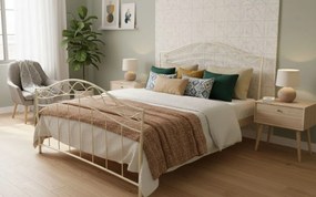 Κρεβάτι Dalida-150x200-Εκρού-Με ποδαρικό