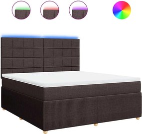 vidaXL Κρεβάτι Boxspring με Στρώμα Σκούρο Καφέ 180x200 εκ Υφασμάτινο