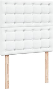 vidaXL Κρεβάτι Boxspring με Στρώμα Λευκό 90x190εκ. από Συνθετικό Δέρμα