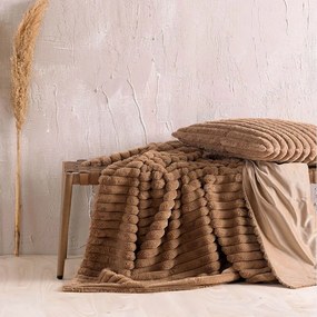 Μαξιλάρι Διακοσμητικό (Με Γέμιση) Ayla Camel Ρυθμός 50Χ50 Οικολογική Γούνα