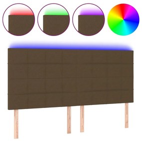 Κεφαλάρι Κρεβατιού LED Σκούρο Καφέ 180x5x118/128εκ. Υφασμάτινο - Καφέ
