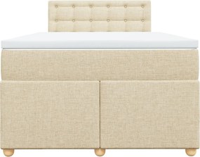 vidaXL Κρεβάτι Boxspring με Στρώμα Κρεμ 120x190 εκ. Υφασμάτινο
