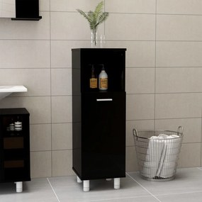 vidaXL Στήλη Μπάνιου Γυαλιστερό Μαύρο 30 x 30 x 95 εκ. από Μοριοσανίδα