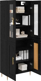vidaXL Highboard 2 pcs Μαύρη Οξυά Επεξεργασμένο ξύλο
