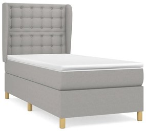 vidaXL Κρεβάτι Boxspring με Στρώμα Ανοιχτό Γκρι 80x200 εκ. Υφασμάτινο