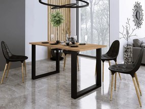 Τραπέζι Tucson 136, Lancelot δρυς, Μαύρο, 75x67x138cm, 38 kg, Πλαστικοποιημένη μοριοσανίδα, Μέταλλο | Epipla1.gr
