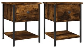 vidaXL Κομοδίνα 2 τεμ Καπνιστή Δρυς 34x35,5x45εκ. Επεξεργασμένο Ξύλο