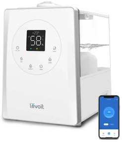 Υγραντήρας αέρα Levoit LV600S, Υπερήχων, SMART, Αρωματοθεραπεία, 28/280 W, 6 l, 3 επίπεδα, Έως 70 m2, Τηλεχειριστήριο, Λευκό