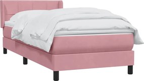 vidaXL Κρεβάτι Boxspring με Στρώμα Ροζ 80x220 εκ. Βελούδινο