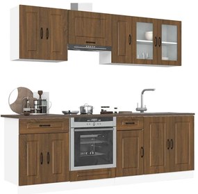 vidaXL Σετ Ντουλαπιών Κουζίνας 8 Τεμαχίων "Kalmar" Καφέ Δρυς από Τεχνητό Ξύλο