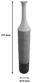 Διακοσμητικό βάζο Semple Inart μέταλλο σε γκρι, λευκή και μαύρη απόχρωση Φ15.9x101.6εκ 15.9x15.9x101.6 εκ.