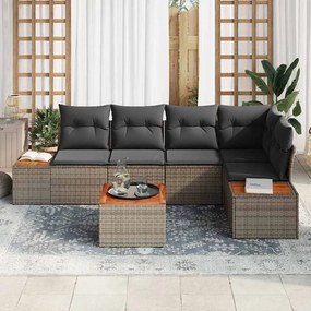 vidaXL Σετ Καναπέ Κήπου με μαξιλάρι 6 pcs Γκρι Πολυ ράταν