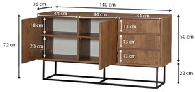 Μπουφές Amedeo Megapap από μελαμίνη χρώμα καρυδί 140x36x72εκ.