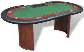 vidaXL Τραπέζι Πόκερ 10 Ατόμων Θέση Dealer και Θήκη για Μάρκες Πράσινο