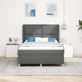 vidaXL Κρεβάτι Box Spring με στρώμα  Σκούρο Γκρι 140x200 εκ. Υφασμα