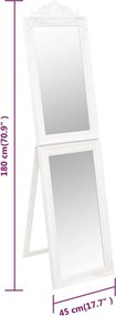 vidaXL Καθρέπτης Επιδαπέδιος Λευκός 45 x 180 εκ.