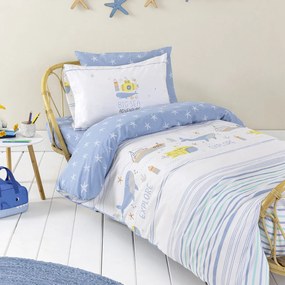 Σεντόνια Μονά (Σετ) Nima Sea Adventure Λευκό,Μπλε Χωρίς Λάστιχο 170x255