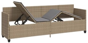 vidaXL Ξαπλώστρα Μπεζ από Συνθετικό Ρατάν με Μαξιλάρια