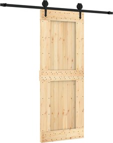 vidaXL Συρόμενη Πόρτα Φυσικό και Μαύρο 80 x 210 cm