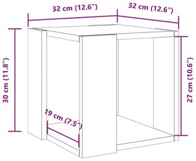 Τραπεζάκι Σαλονιού Γκρι Σκυροδ. 32x32x30 εκ. Επεξεργασμένο Ξύλο - Γκρι