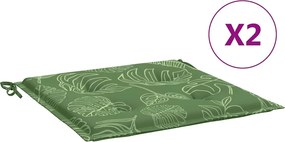 vidaXL Μαξιλάρια Καρέκλας 2 τεμ. Σχέδιο Φύλλων 50x50x3 εκ. Υφασμάτινα