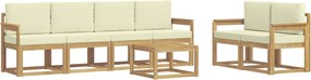 vidaXL Σειρά Καναπέ Εξωτερικού με μαξιλάρι 7 pcs Λευκό και Κρεμ